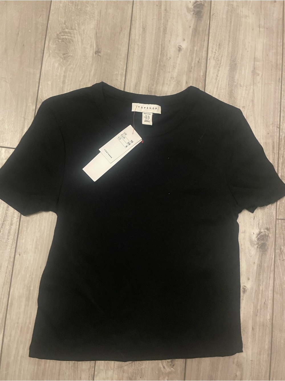 NWT Topshop petite Black Short Sleeve Crewneck Tee